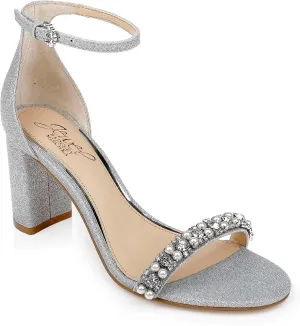 Jewel Badgley Mischka Daylann Pearl and Crystal Block Heel Sandal