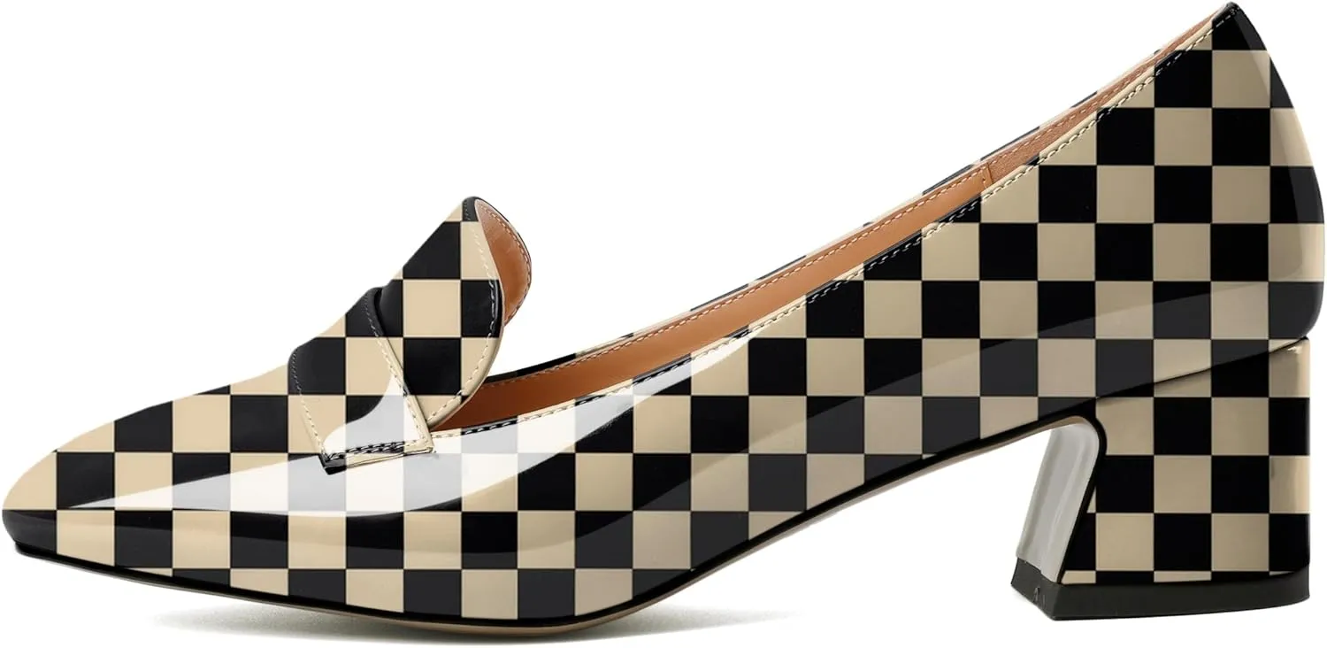 Joseywade Women Low Block Chunky Heels Pumps Slip On 2 Inch Square Toe Comfort Shoes