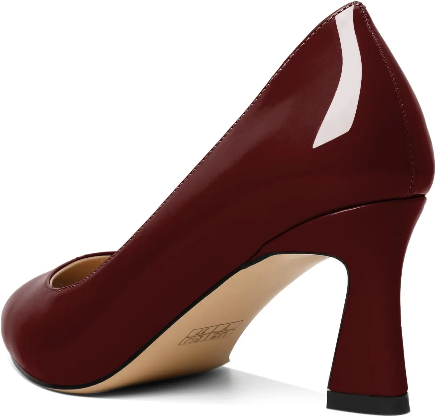 Joseywade Women's Low Heel Pumps 2.5 Inch Closed Pointed Toe Kitten Heel Slip On Business Leather Flare Heel Dressy Shoes