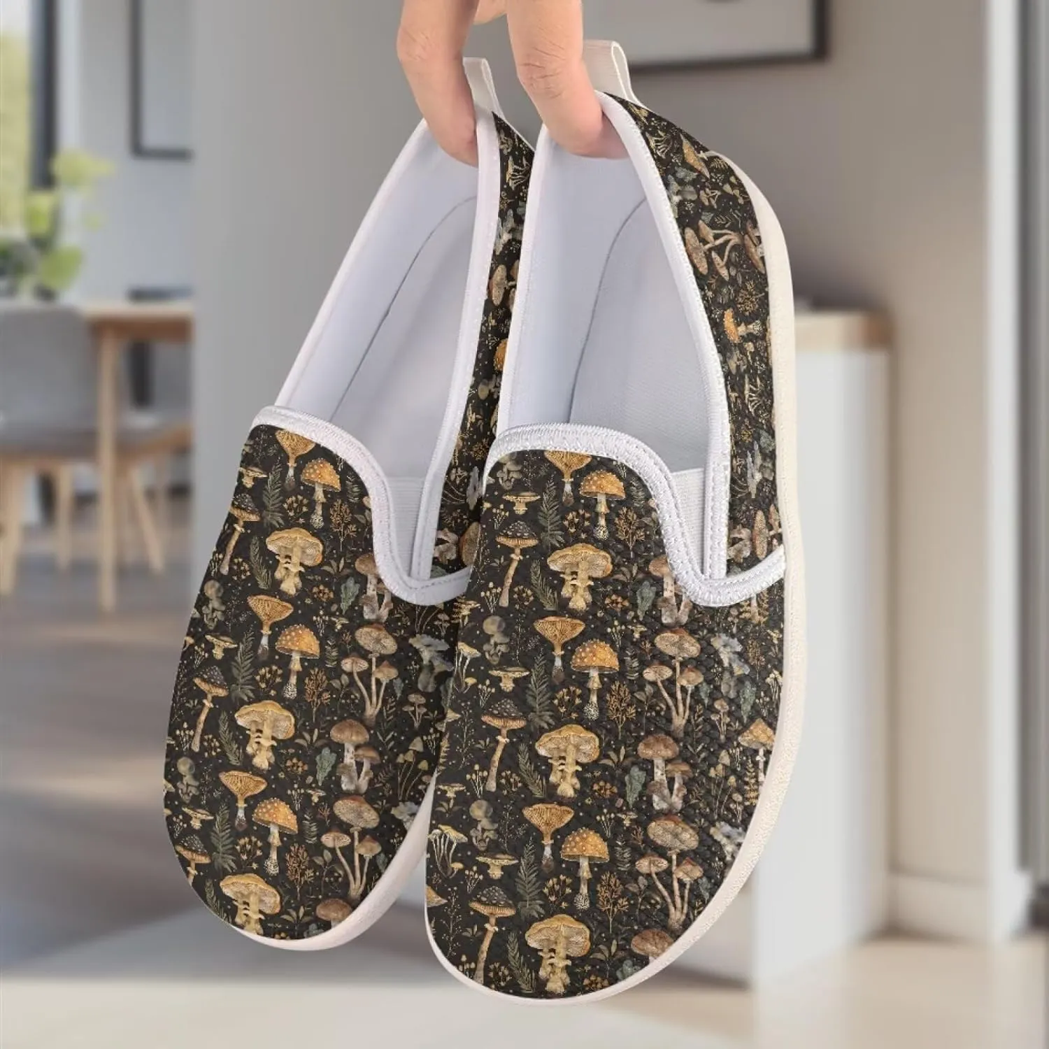 JoyLamoria Retro Butterfly Print Slip on Sneakers Mesh Fashion Running Shoes Sneakers Women Men Walking Shoes Arch Support Causal Flats
