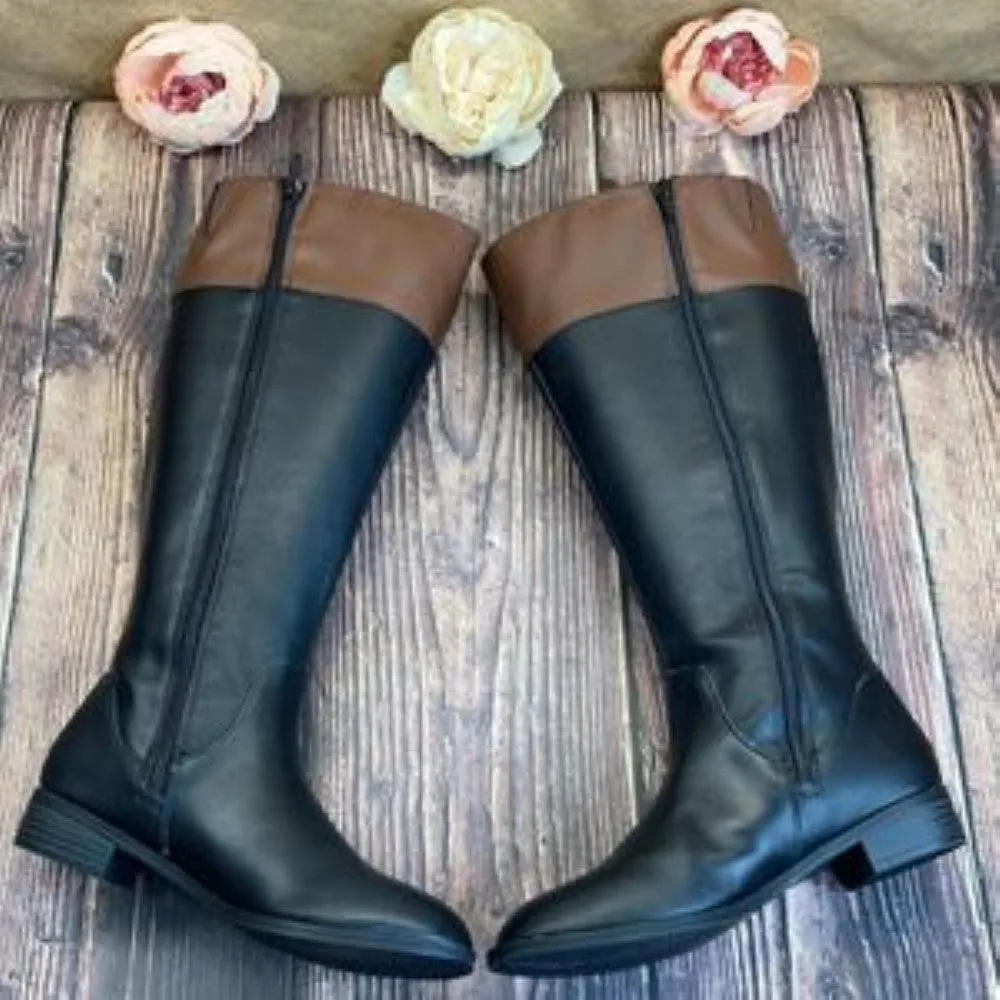 KAREN SCOTT WIDE CALF Black/Brown DELIEE Boots 8.5