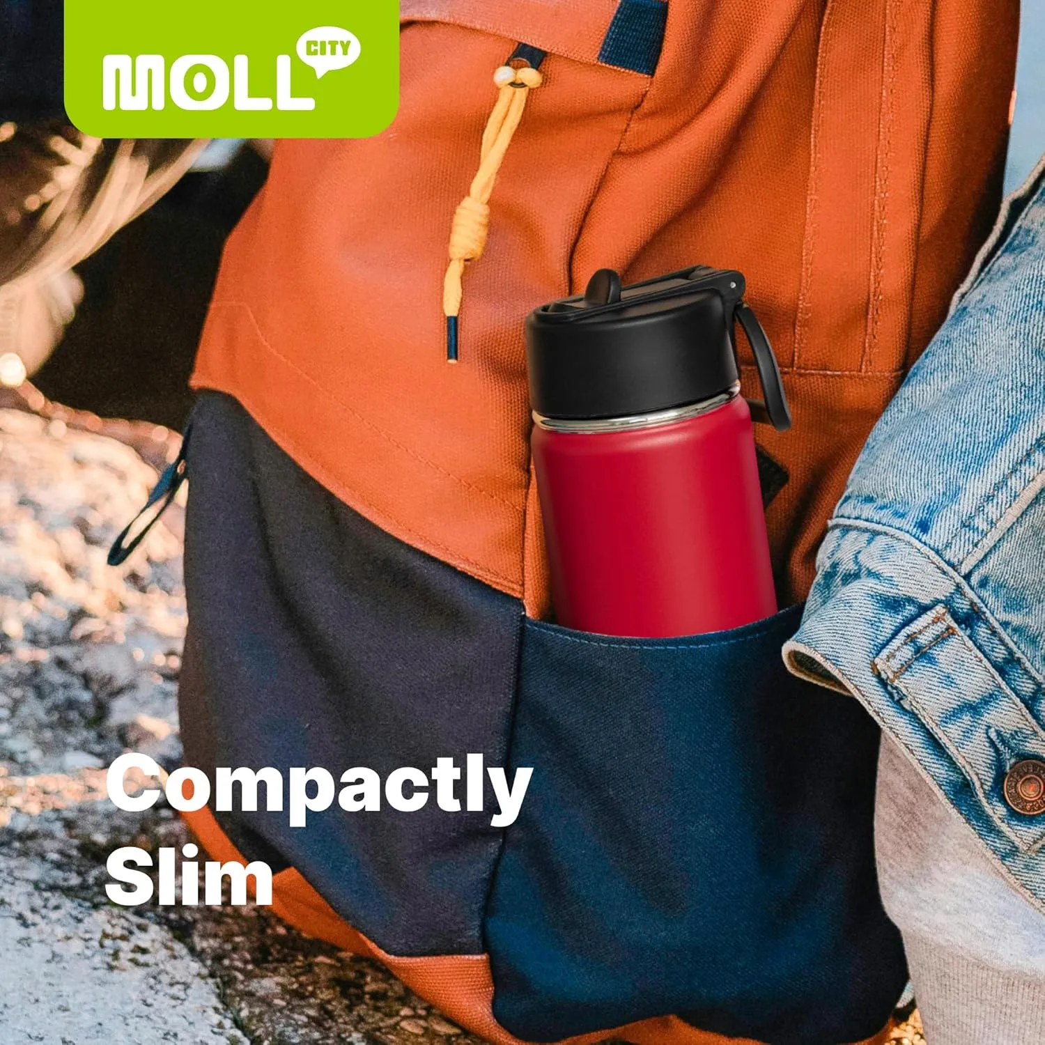 Kids Insulated Water Bottle with Straw-18 oz Stainless Steel Double Wall Vacuum Wide Mouth Water Bottle for School-Metal Travel Water Flask with Silicone Boot (Navy)