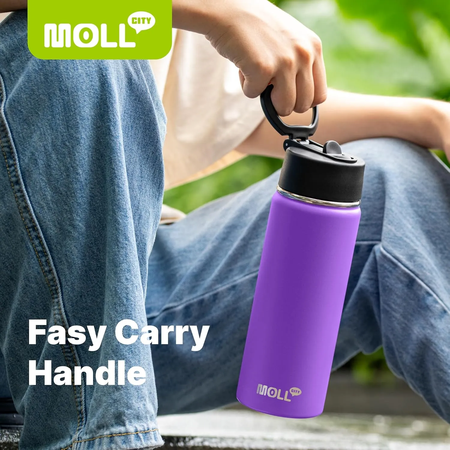 Kids Insulated Water Bottle with Straw-18 oz Stainless Steel Double Wall Vacuum Wide Mouth Water Bottle for School-Metal Travel Water Flask with Silicone Boot (Navy)