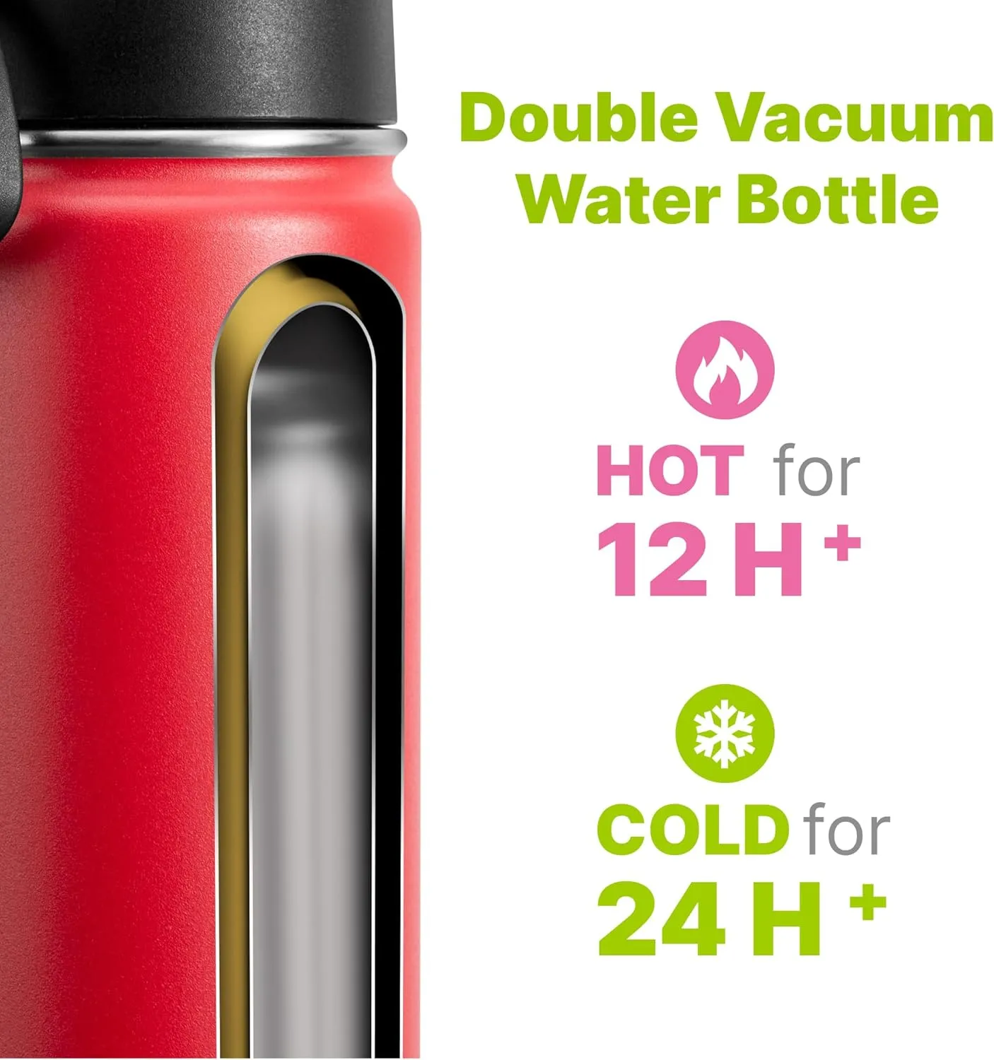 Kids Insulated Water Bottle with Straw-18 oz Stainless Steel Double Wall Vacuum Wide Mouth Water Bottle with Silicone Boot for School,Travel (Canyon Red)