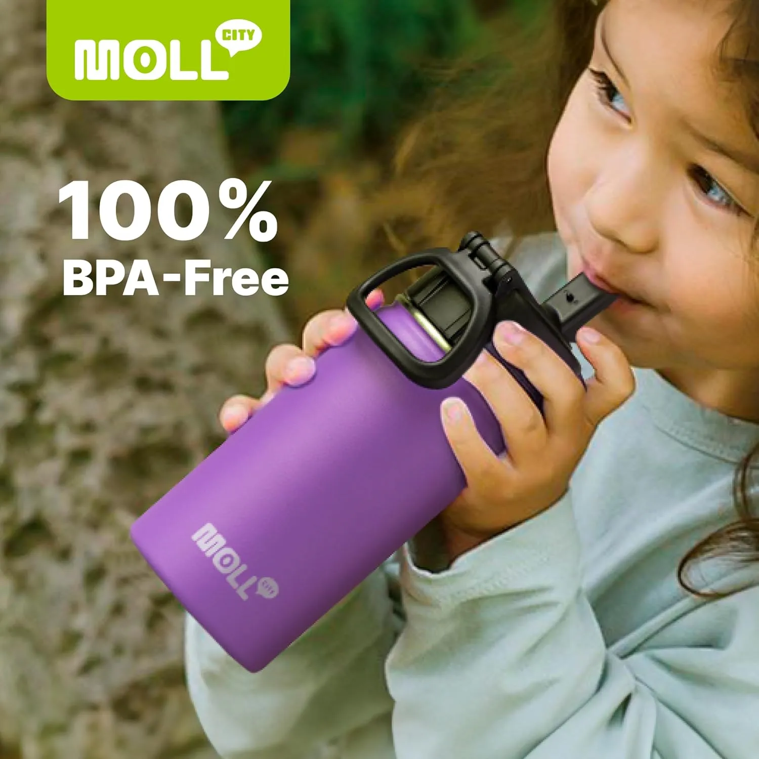 Kids Insulated Water Bottle with Straw-18 oz Stainless Steel Double Wall Vacuum Wide Mouth Water Bottle with Silicone Boot for School,Travel (Canyon Red)