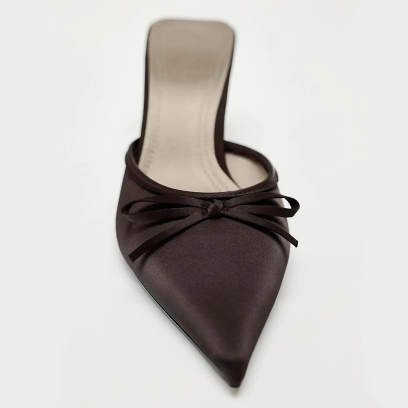 Kitten Heel Bow Mules for Women Slip On Mules Backless Low Heel Pumps