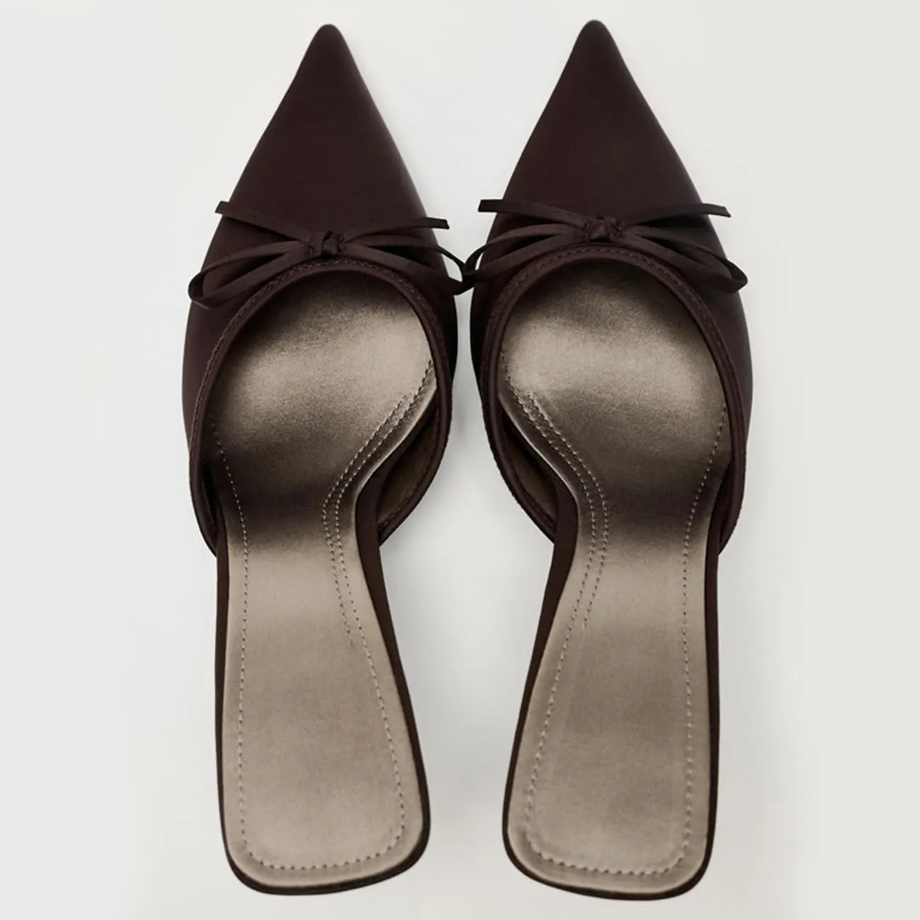 Kitten Heel Bow Mules for Women Slip On Mules Backless Low Heel Pumps