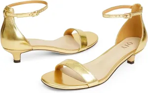 Kitten Heels for Women Heeled Sandals Round Toe Strappy Low Heels Dress Shoes