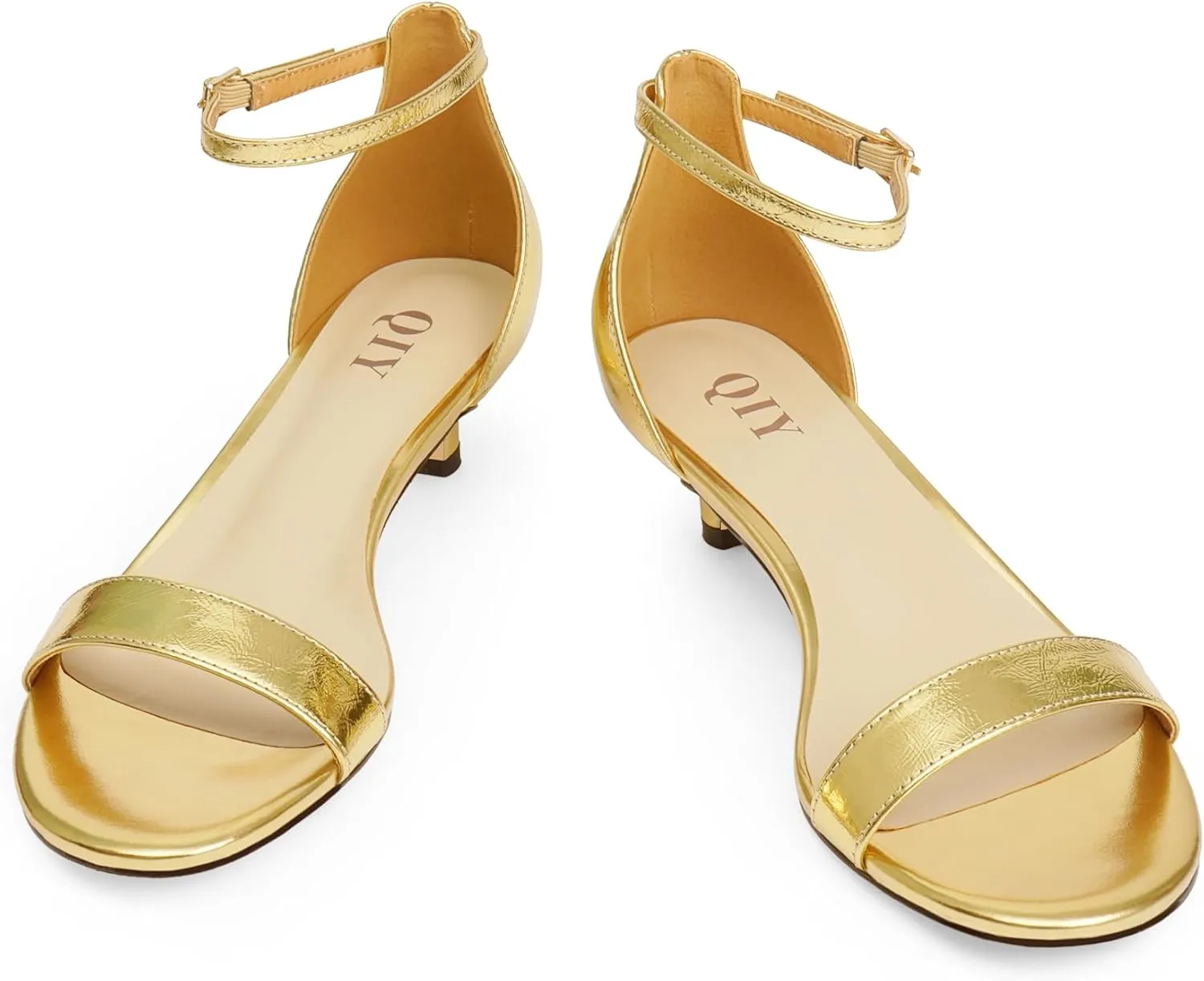 Kitten Heels for Women Heeled Sandals Round Toe Strappy Low Heels Dress Shoes
