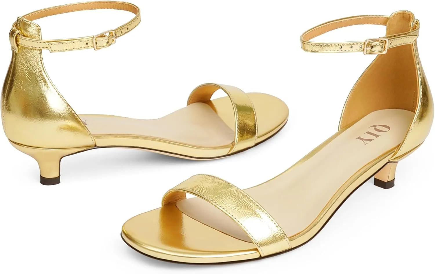 Kitten Heels for Women Heeled Sandals Round Toe Strappy Low Heels Dress Shoes