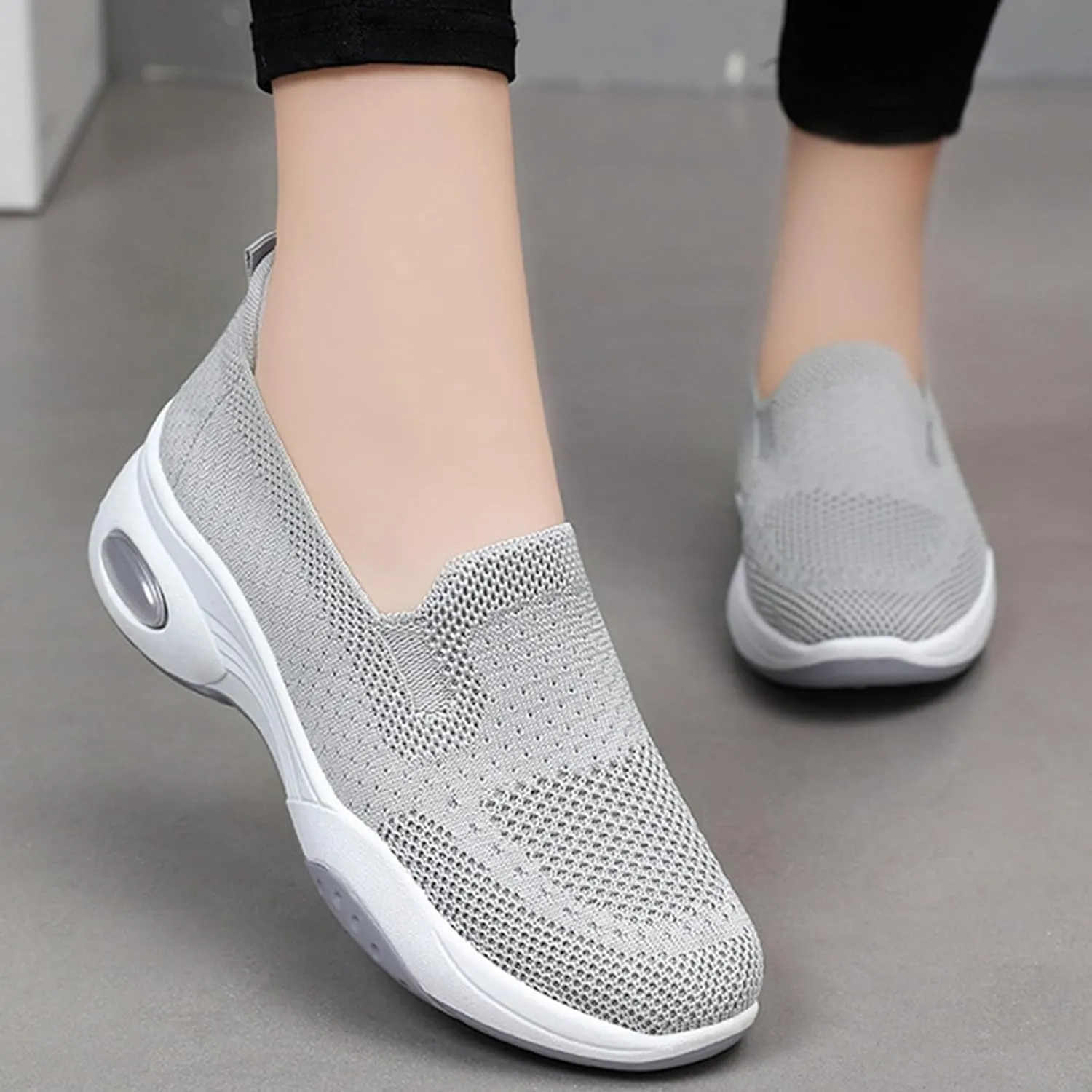 Kubbon Women's Orthopedic Sneakers Knit Lightweight Comfortable Breathable Nurse Shoes Slip-On Mesh Up Shoes Orthopedic Stretch Diabetic Casual Walking Wide Sneakers