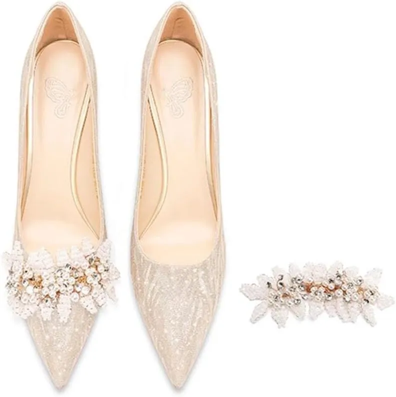 Ladies' high-Heeled Crystal Wedding Shoes,Pumps Ankle Strap Pointed Toe Stiletto Heels Engagement Shoes