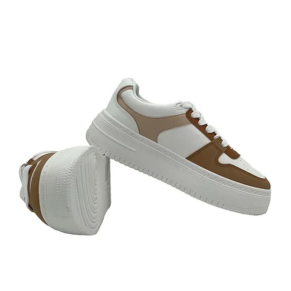 Ladies Lace Up Two Toned Sneaker - 0760