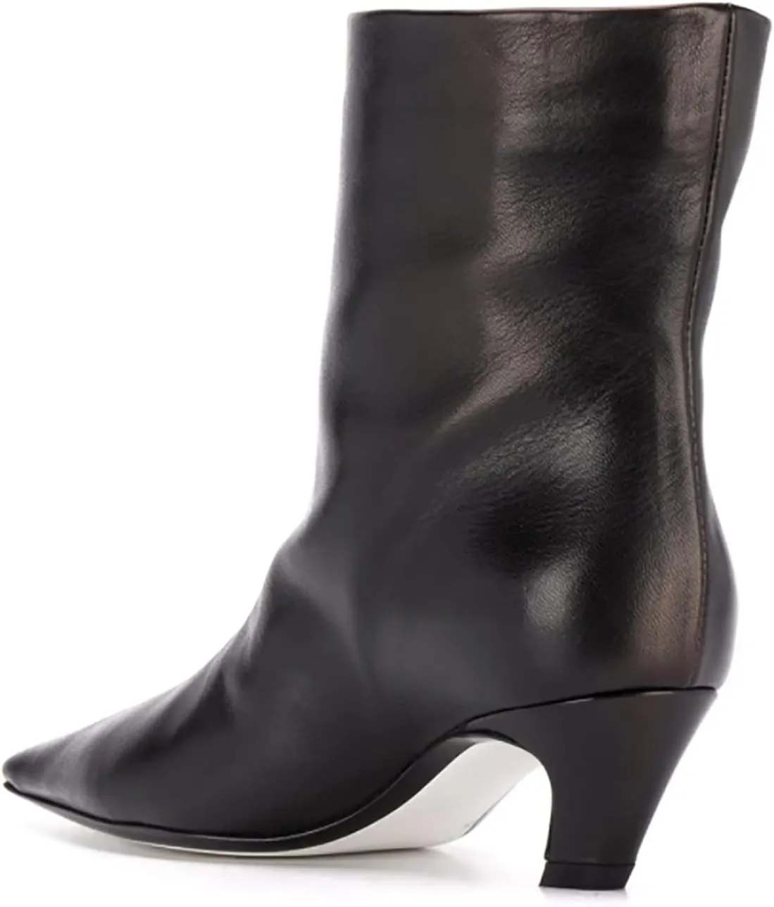 LEMUTISME Women's Trendy Square Toe Centre Stitching Animal Print Unique Slip On Low Kitten Heel Ankle Booties