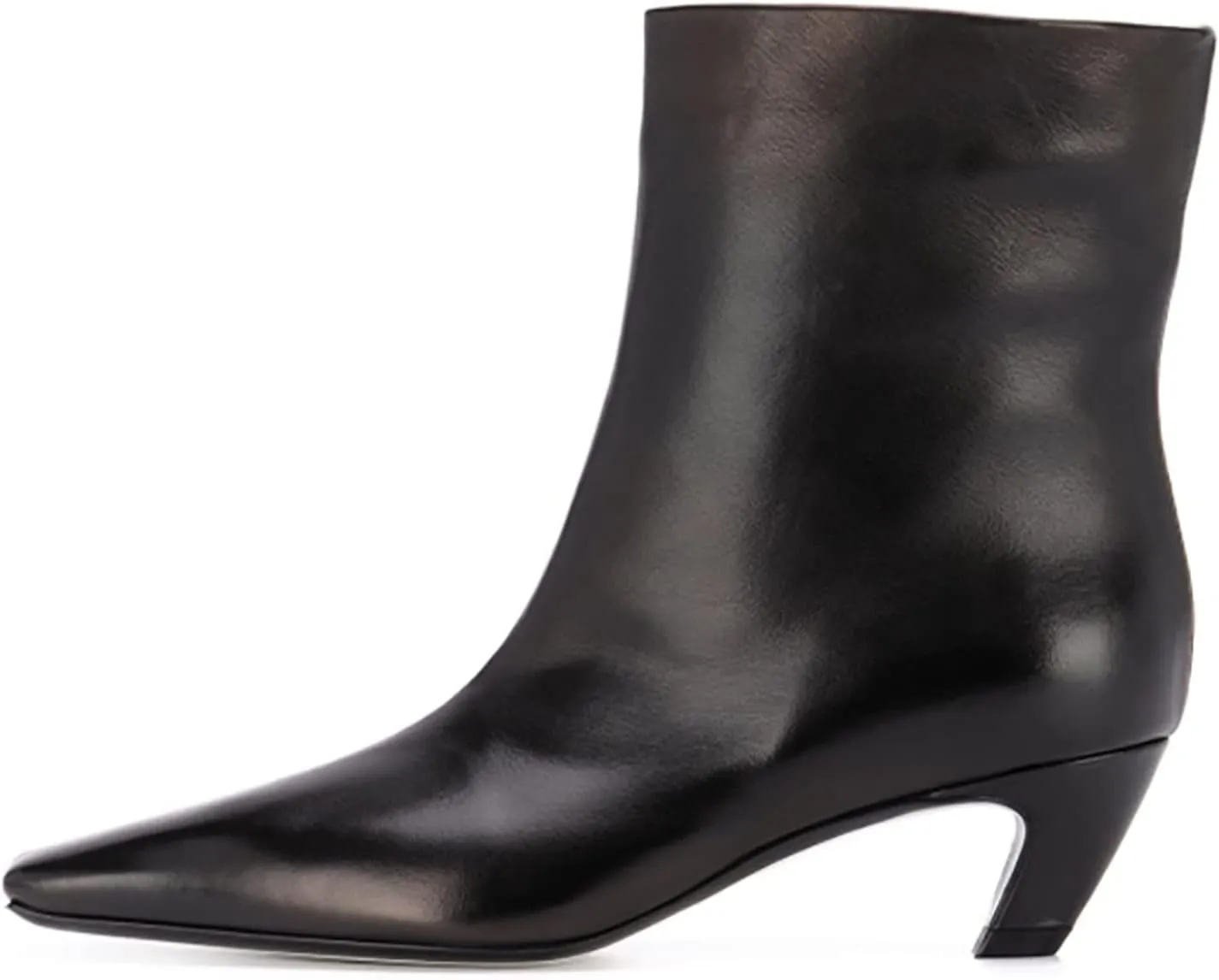 LEMUTISME Women's Trendy Square Toe Centre Stitching Animal Print Unique Slip On Low Kitten Heel Ankle Booties