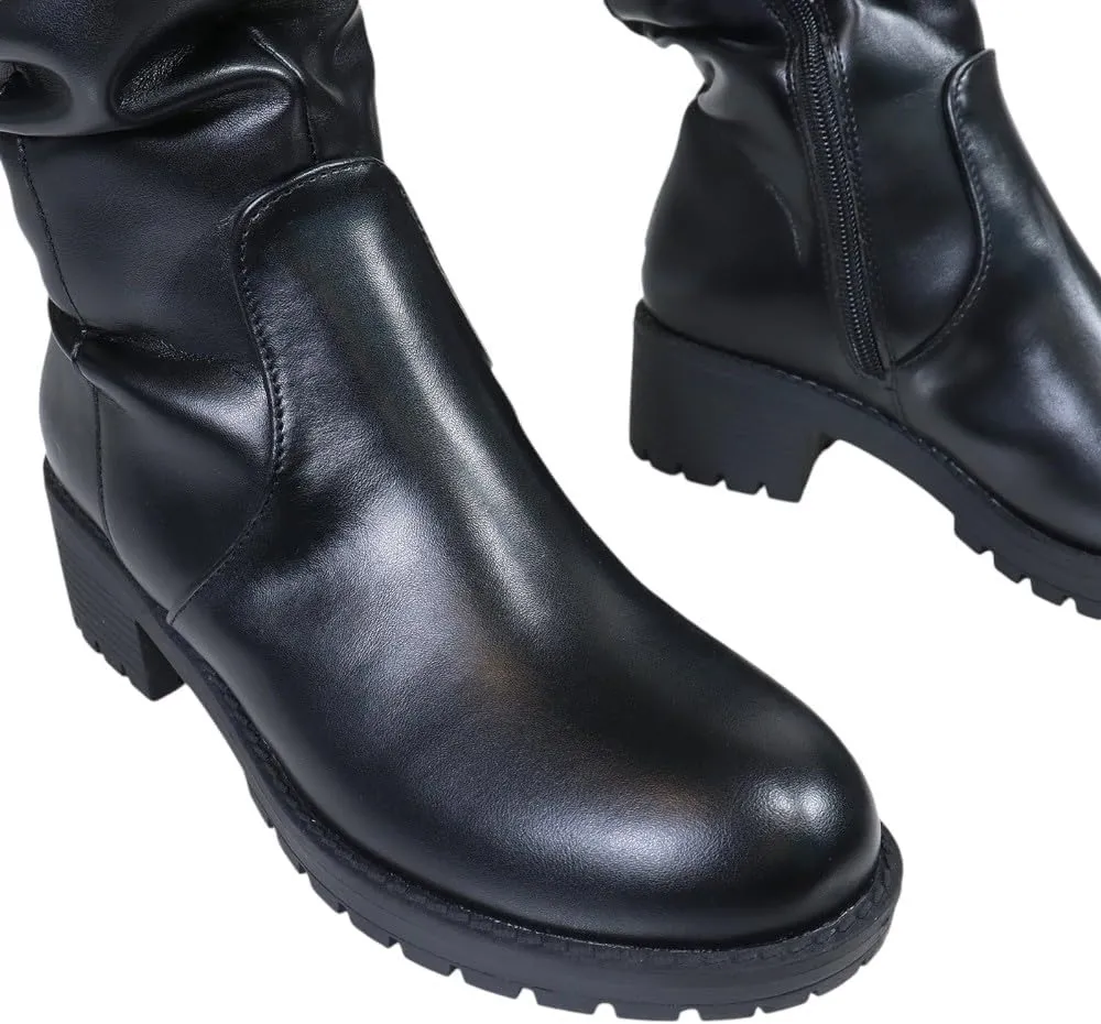 Liliana Womens Over The Knee Low Heel Lug Sole Boots