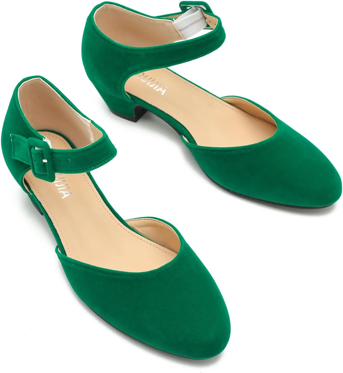 LIURUIJIA Women's Closed Toe Low Heel Dress Shoes Ankle Strap D'Orsay Work Office Comfortable Pumps