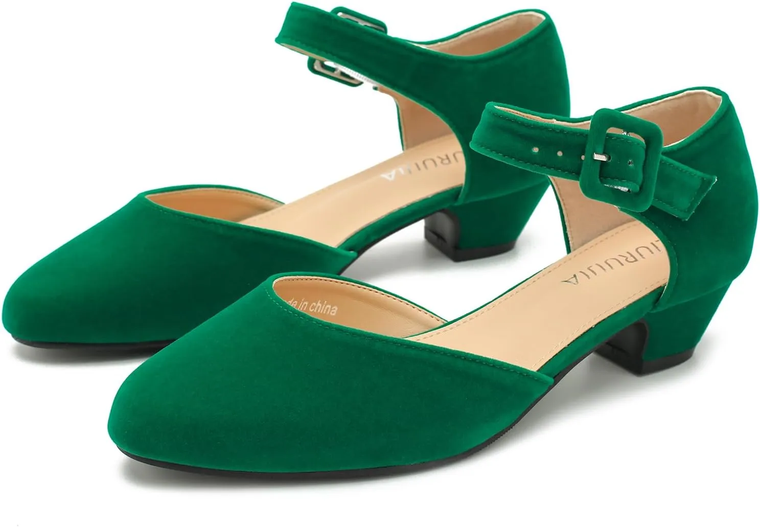 LIURUIJIA Women's Closed Toe Low Heel Dress Shoes Ankle Strap D'Orsay Work Office Comfortable Pumps