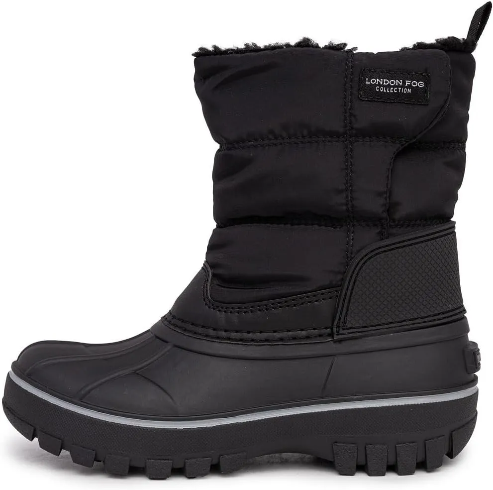 LONDON FOG Jett Waterproof Unisex Kids Snow Boot, Insulated Fleece Lined, Size 5 Toddler to 6 Big Kid, Black, Navy Blue, Grey