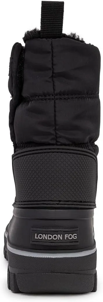 LONDON FOG Jett Waterproof Unisex Kids Snow Boot, Insulated Fleece Lined, Size 5 Toddler to 6 Big Kid, Black, Navy Blue, Grey