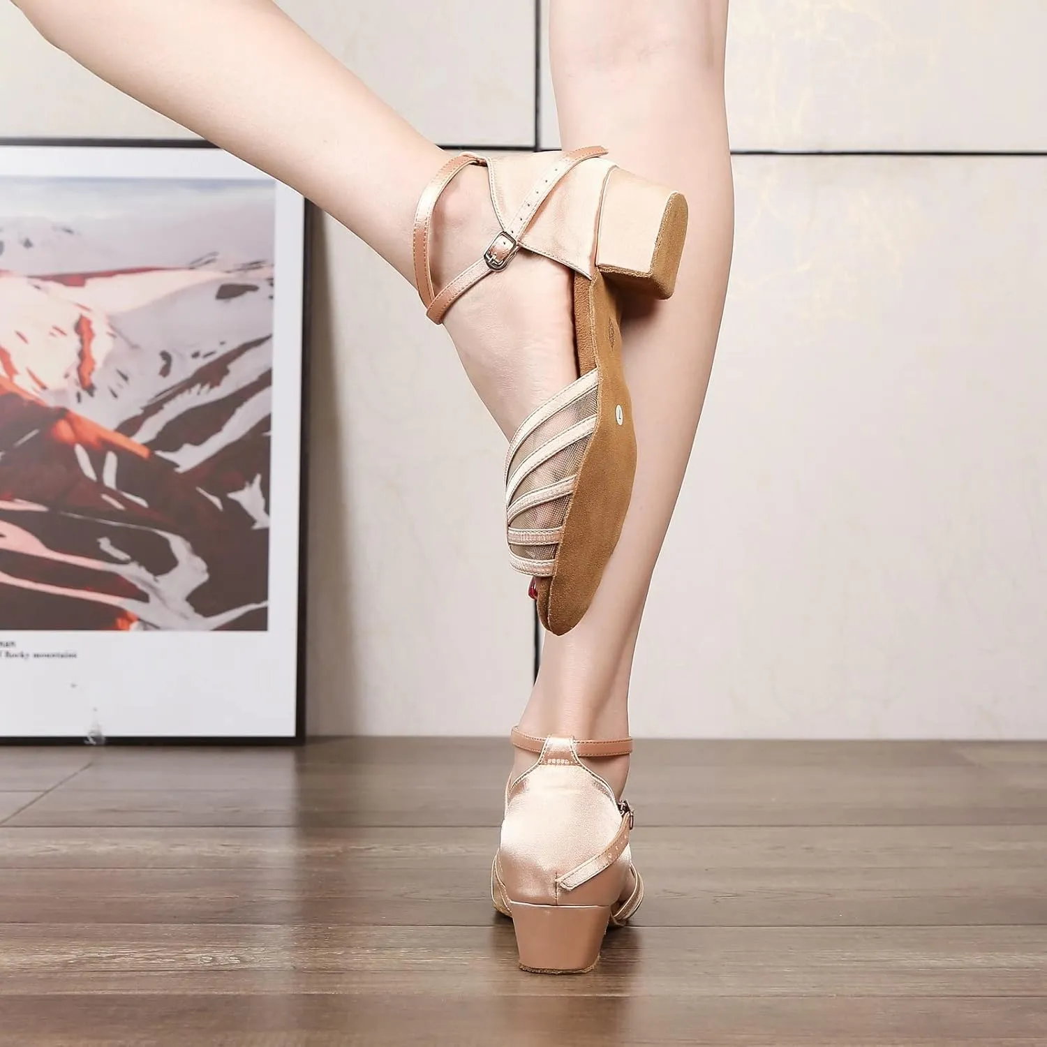 Low Heel Womens Ballroom Latin Salsa Dance Shoes for Social Beginner Practice Dancing Sandals 1.5" Heel LX02