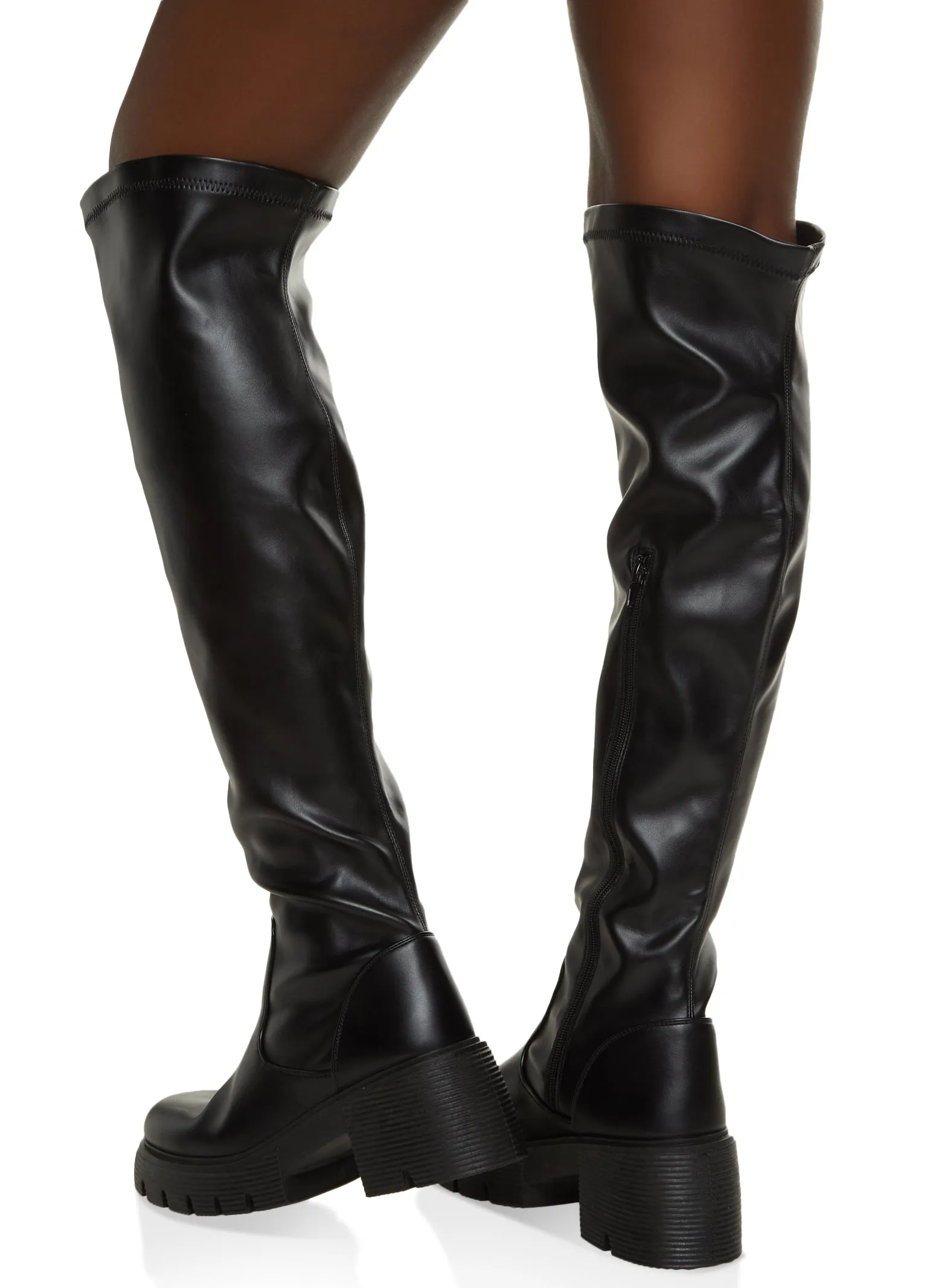 Lug Sole Knee High Platform Boots