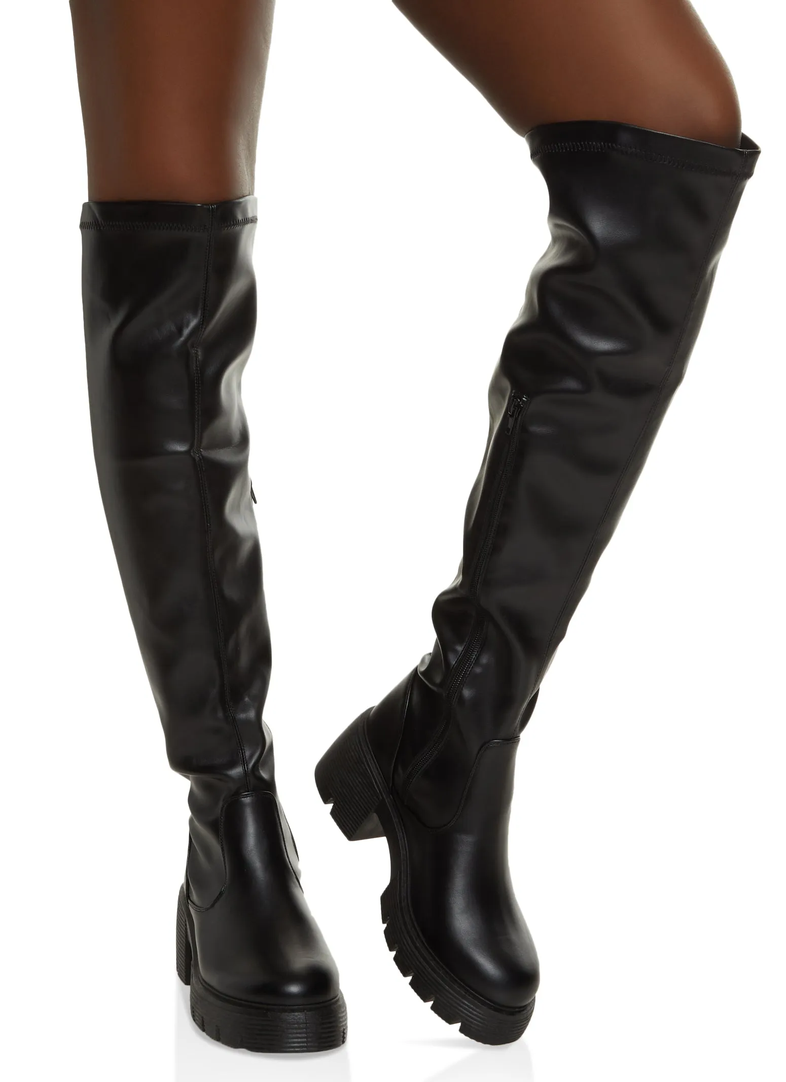 Lug Sole Knee High Platform Boots