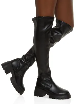 Lug Sole Knee High Platform Boots