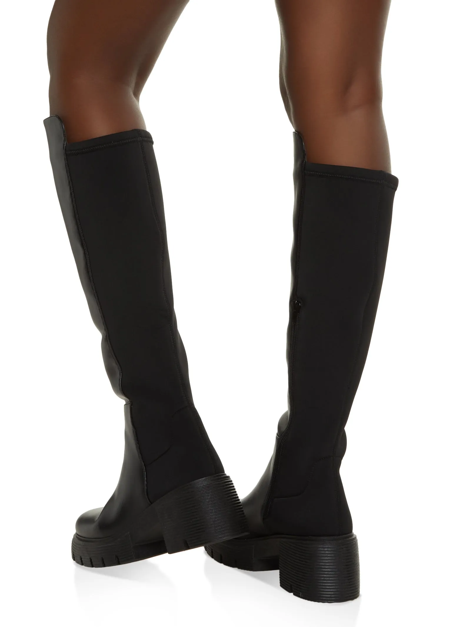Lug Sole Stretch Back Tall Boots