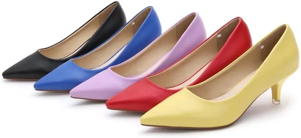 LUXINYU Women's Classic Fashion Pointed Toe Kitten Heel Dress Pumps Shoes Comfort Low Heel Work Shoes