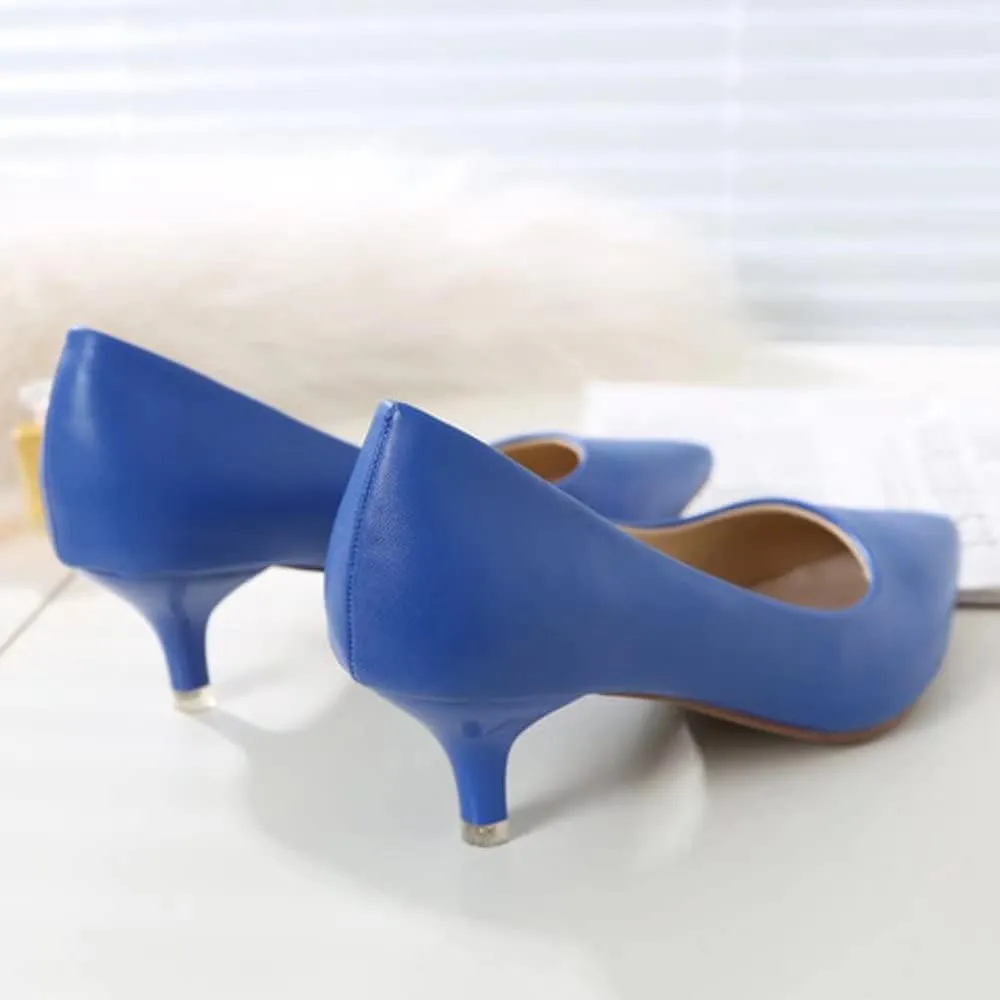LUXINYU Women's Classic Fashion Pointed Toe Kitten Heel Dress Pumps Shoes Comfort Low Heel Work Shoes