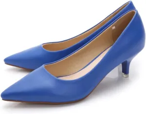 LUXINYU Women's Classic Fashion Pointed Toe Kitten Heel Dress Pumps Shoes Comfort Low Heel Work Shoes