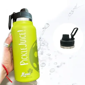Maui Pickleball Co. Insulated Stainless Steel 32oz Pickleball Gift Bottle with Funny 'Get Pickled Swig' Lid
