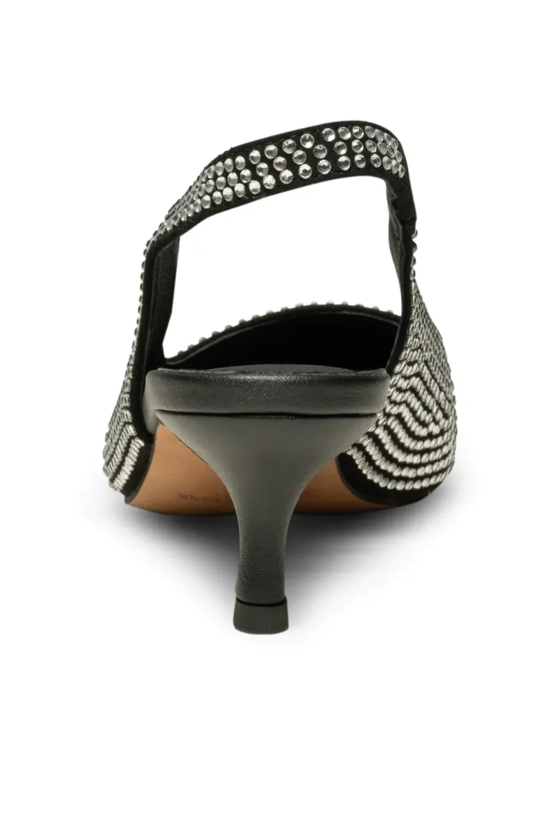 Maxine Slingback Heel - Black/Crystal