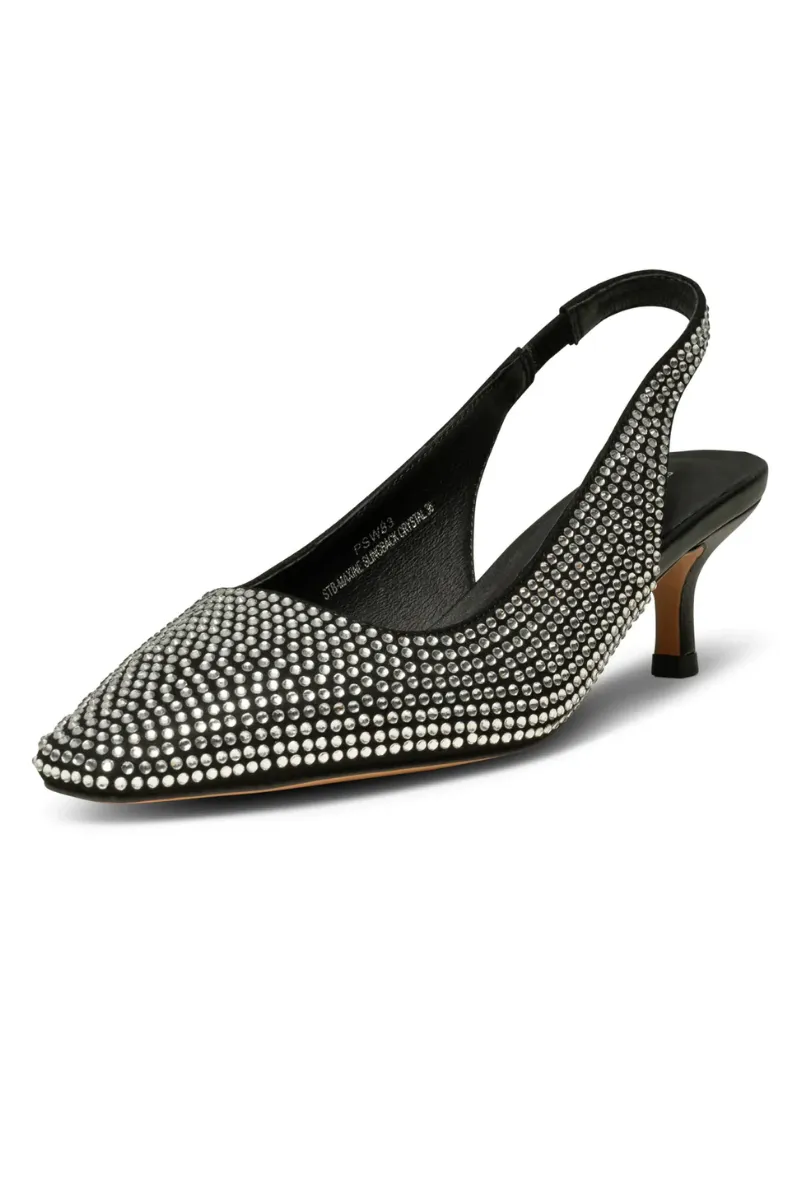Maxine Slingback Heel - Black/Crystal