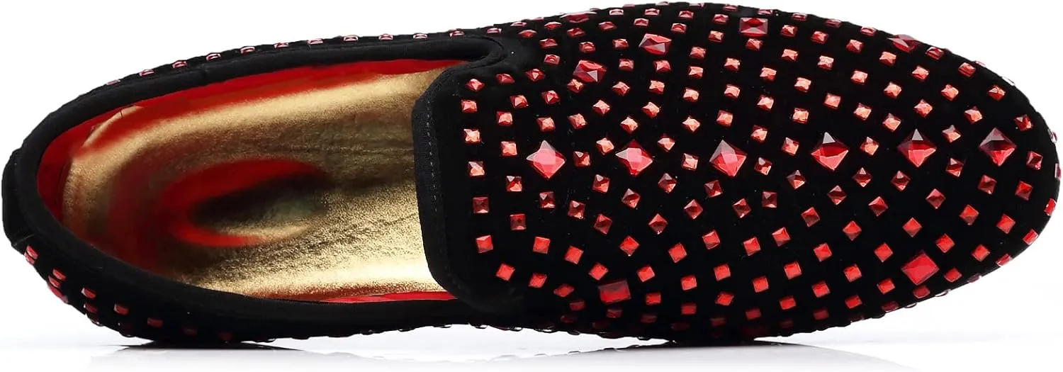 Men's Glitter Loafers Slip on Leather Wedding Party Dress Penny Smoking Sparkly Shoes