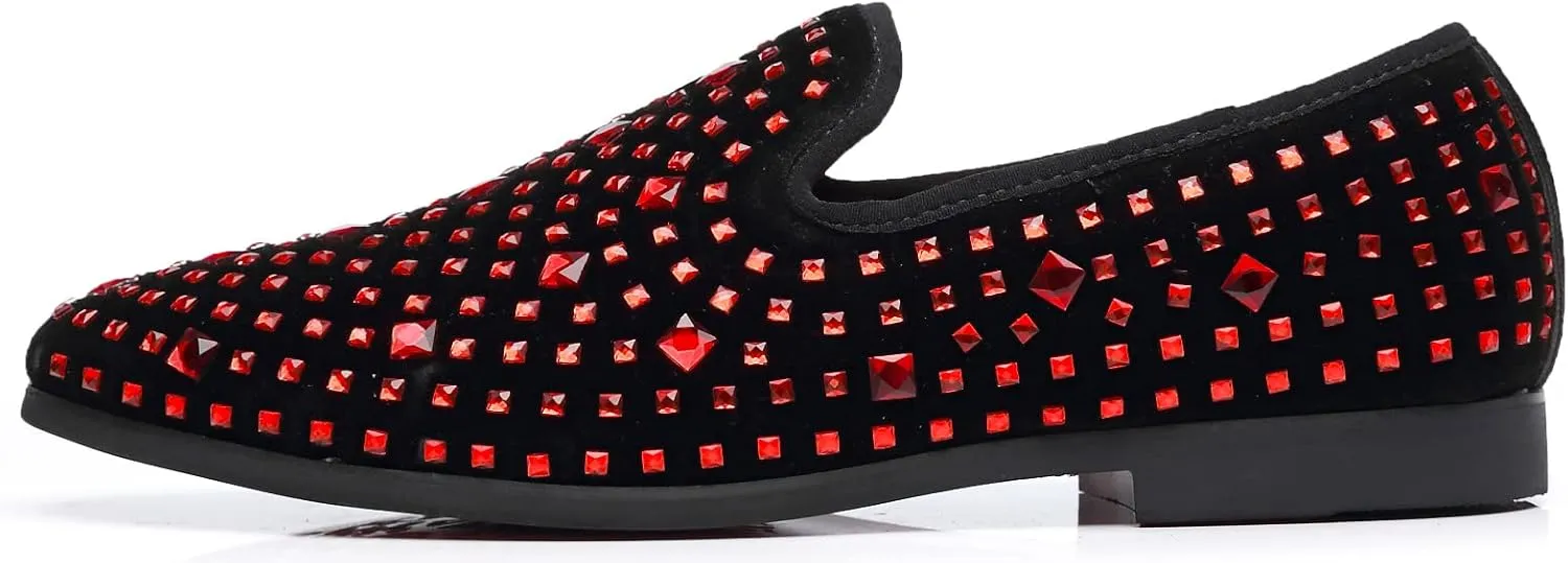 Men's Glitter Loafers Slip on Leather Wedding Party Dress Penny Smoking Sparkly Shoes