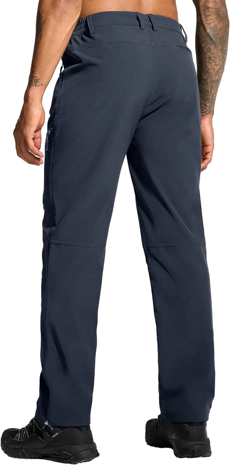 Mens Snow Ski Hiking Pants Winter Fleece Lined Outdoor Waterproof Insulated Zipper Bottom Leg