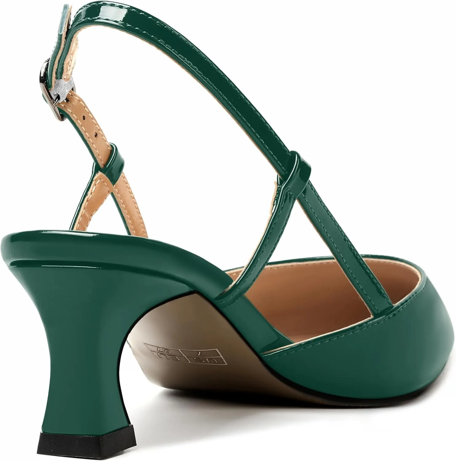 MERRORI Womens Pointed Toe Matte Solid Buckle Casual Office Slingback Kitten Low Heel Pumps Shoes 2 Inch