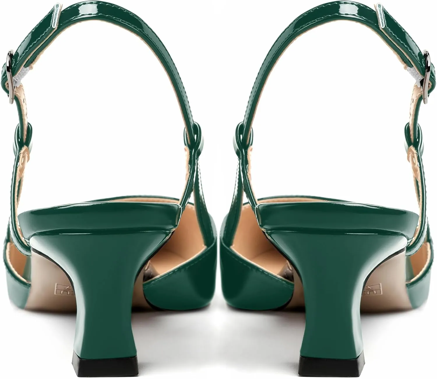 MERRORI Womens Pointed Toe Matte Solid Buckle Casual Office Slingback Kitten Low Heel Pumps Shoes 2 Inch