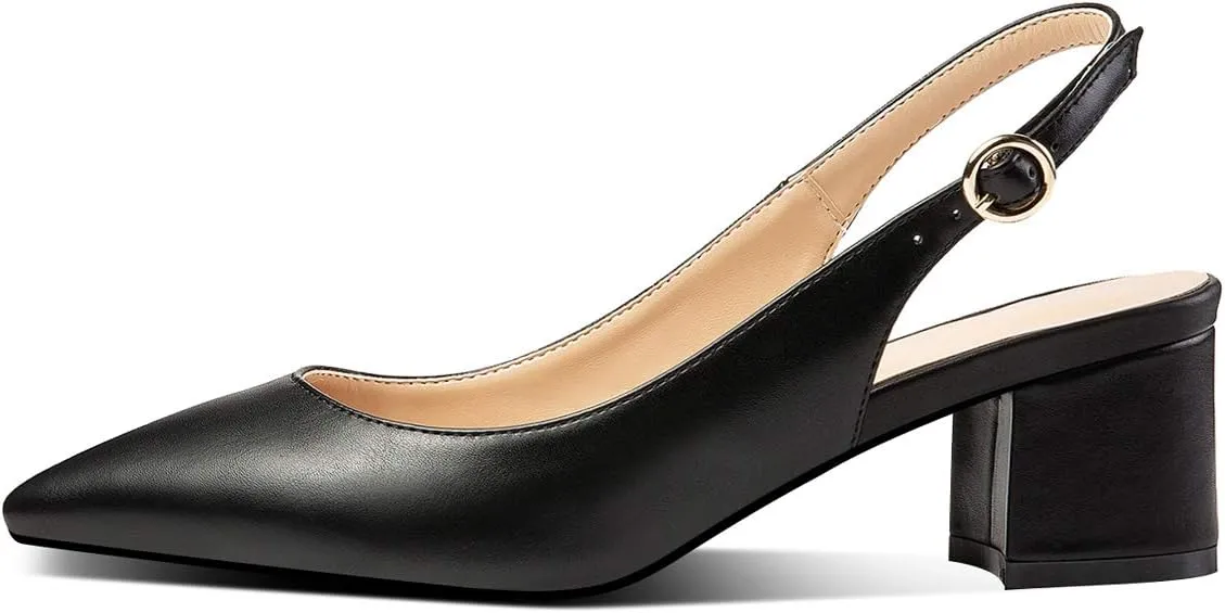 Mettesally Block Heel Slingback Pumps for Women 2 Inches Low Heel Comfortable
