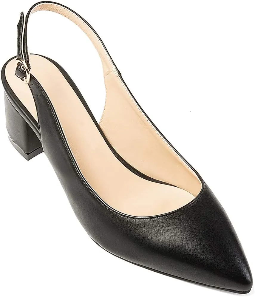 Mettesally Block Heel Slingback Pumps for Women 2 Inches Low Heel Comfortable