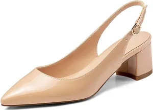 Mettesally Block Heel Slingback Pumps for Women 2 Inches Low Heel Comfortable