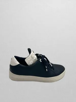 Michael Kors Black Fashion Sneaker with White/Black Flowers
