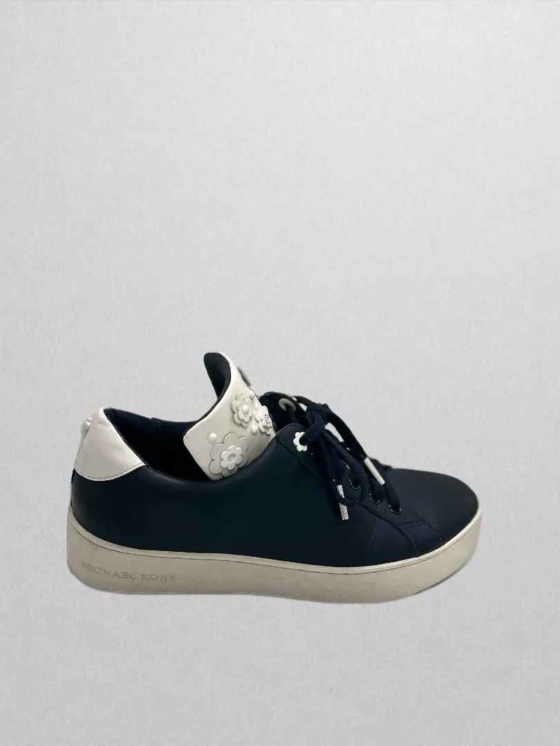 Michael Kors Black Fashion Sneaker with White/Black Flowers