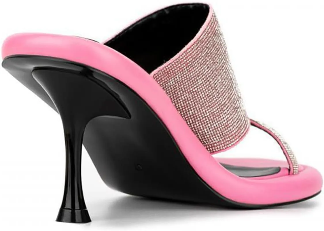 MILDSEVEN Fashion Frosted Crystal High Heel Slippers for Women, Popular Open Toe Sexy Casual Sandals for Banquets, Parties And Wedding