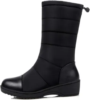 MIOKE Women's Winter Mid Calf Snow Boots Waterproof Rain Fur Lined Elastic Platform Cold Weather Snow Boot