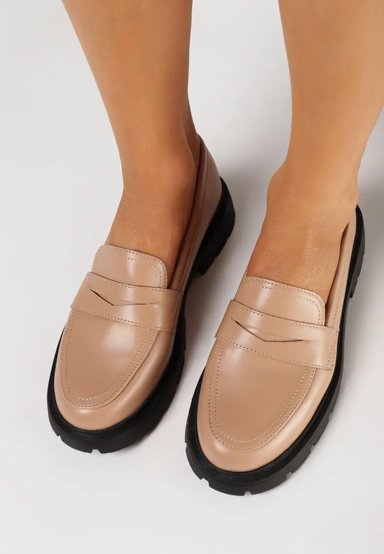 Mocassins femmes semelle épaisse, Rose poudre