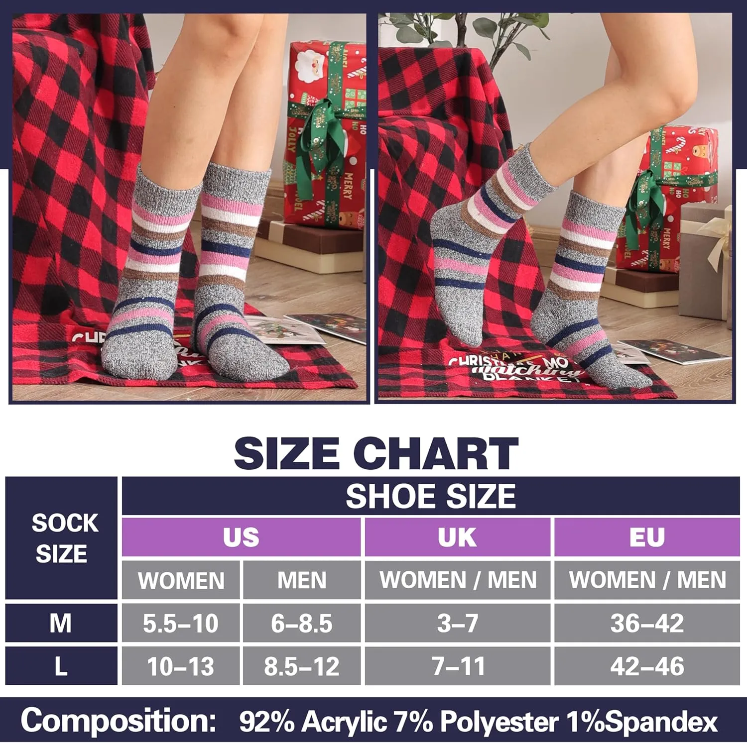 MOGGEI 3 Pairs Thermal Warm Socks for Men & Women Thick Winter Extra Warm Insulated Boot Ski Socks for Cold Weather
