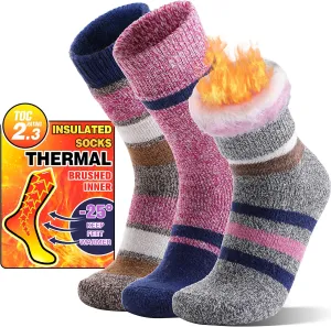 MOGGEI 3 Pairs Thermal Warm Socks for Men & Women Thick Winter Extra Warm Insulated Boot Ski Socks for Cold Weather